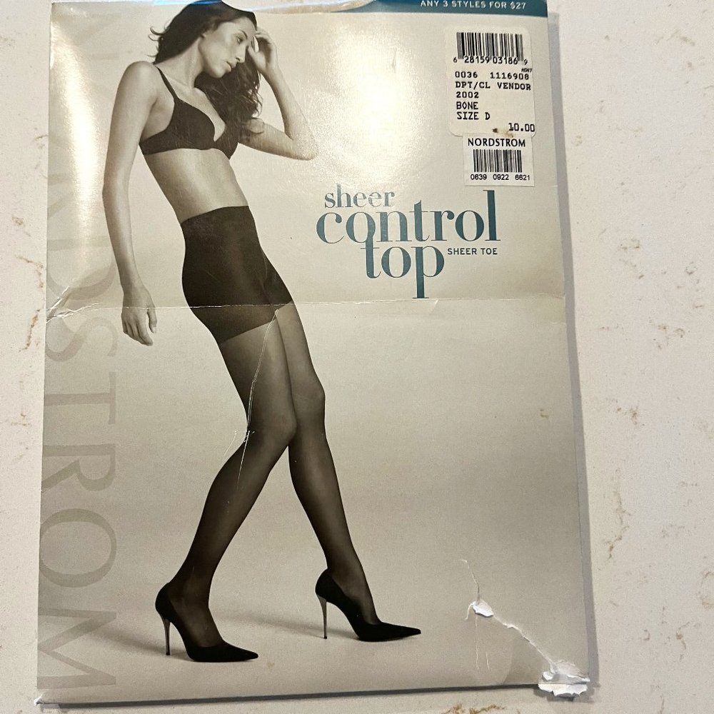 Pantyhose Nordstrom Sheer Control Top Color Bone Size D Open Package NOS